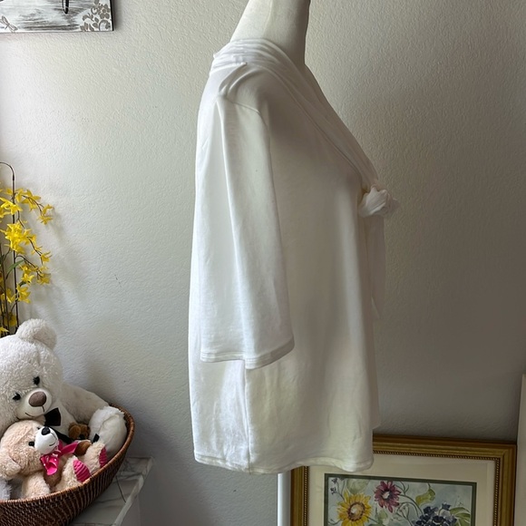 Eri & Ali Soft White 3/4 Sleeve Tie-Front Blouse - Picture 7 of 11